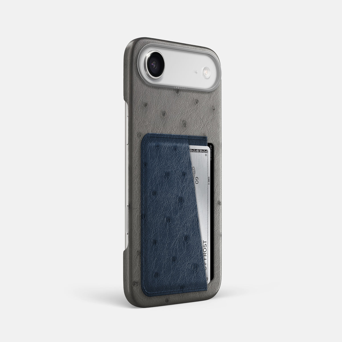 Double Card Case Coloré For iPhone 17 Air In Ostrich -2 | Grey-Steel