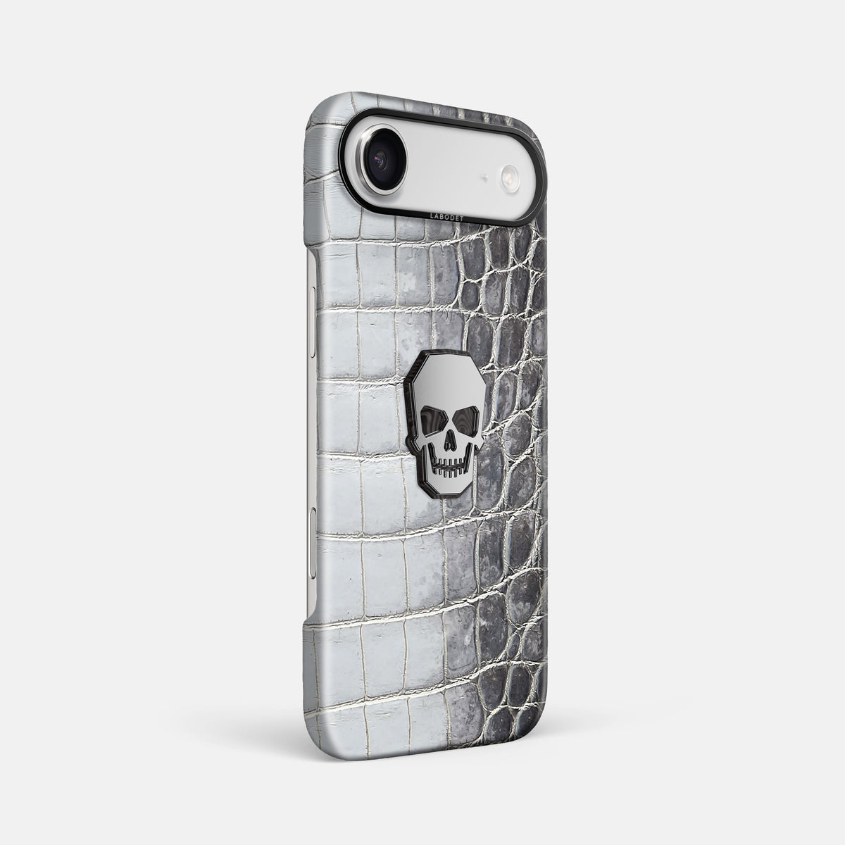 Classic Case With Titanium Skull For iPhone 17 Air In Himalayan Crocodile -2 | Silver-Black