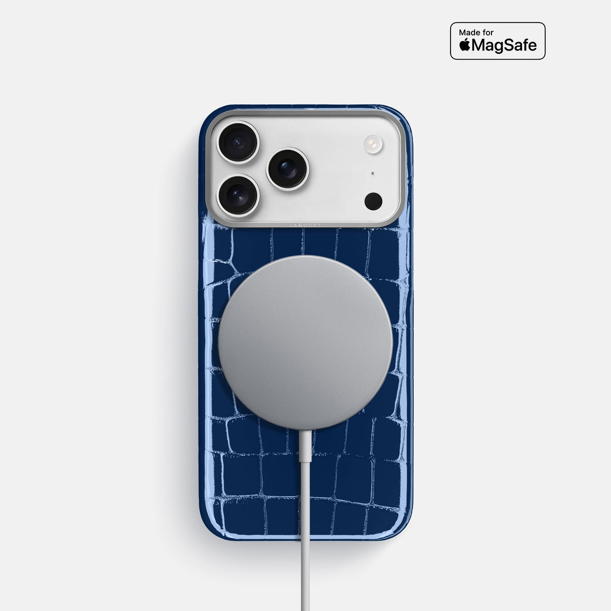 Classic Case For iPhone 18 Pro In Shiny Alligator -5 | Mediterranean-Steel