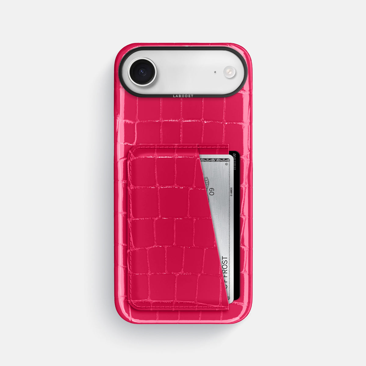 Double Card Case For iPhone 17 Air In Shiny Alligator -1 | Pink-Panther-Black