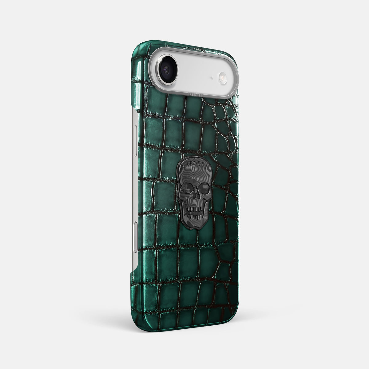 Classic Case With Carbon Skull For iPhone 17 Air In Patina Alligator -2 | Green-Steel