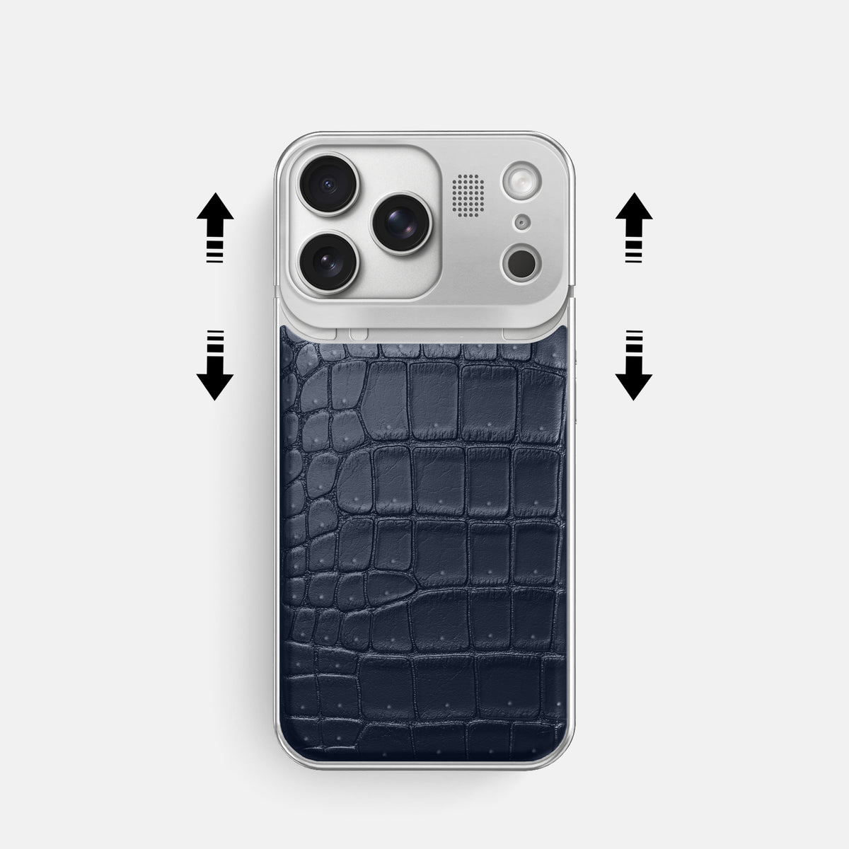 Metal Case For iPhone 17 Pro In Porosus Crocodile -2 | Deep-Blue-Sea-Steel