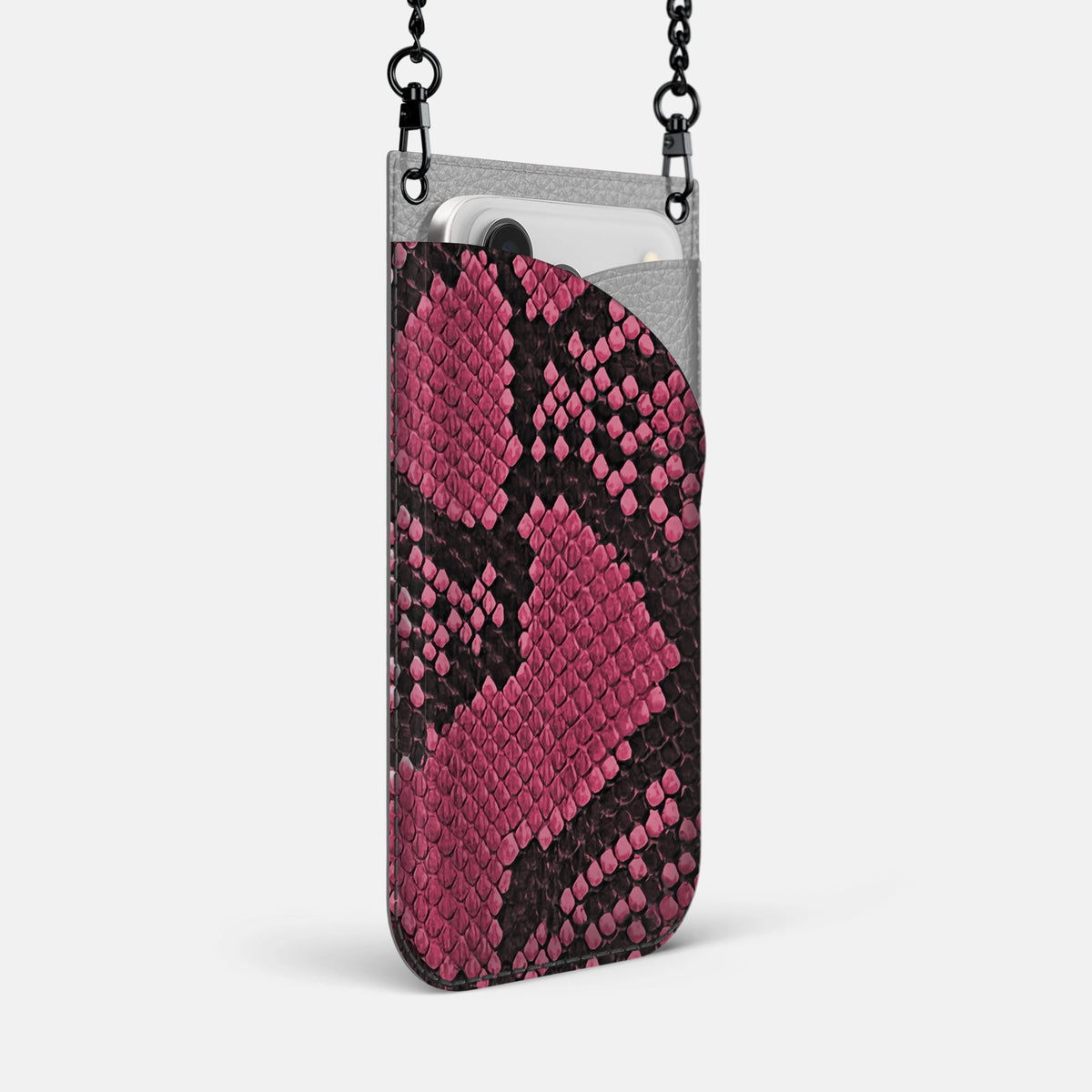Crossbody Bag For iPhone 18 Pro Max In Deluxe Python -2 | Burgundy-Black