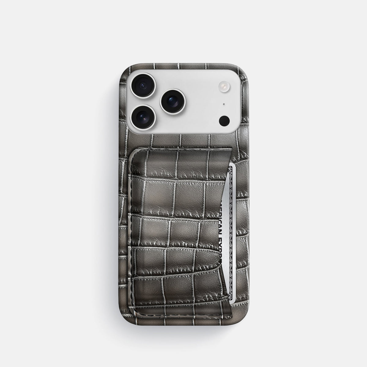 Slim Card Case For iPhone 18 Pro In Patina Alligator -1 | Grey