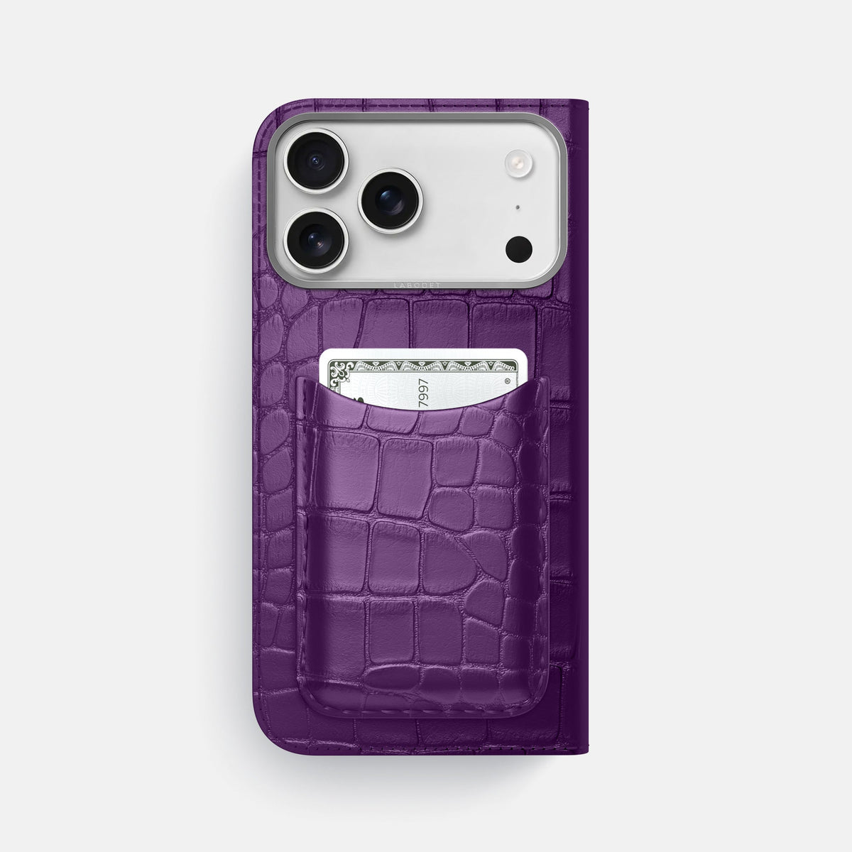 Folio Case with Card For iPhone 18 Pro Max In Alligator -3 | Purple-Steel