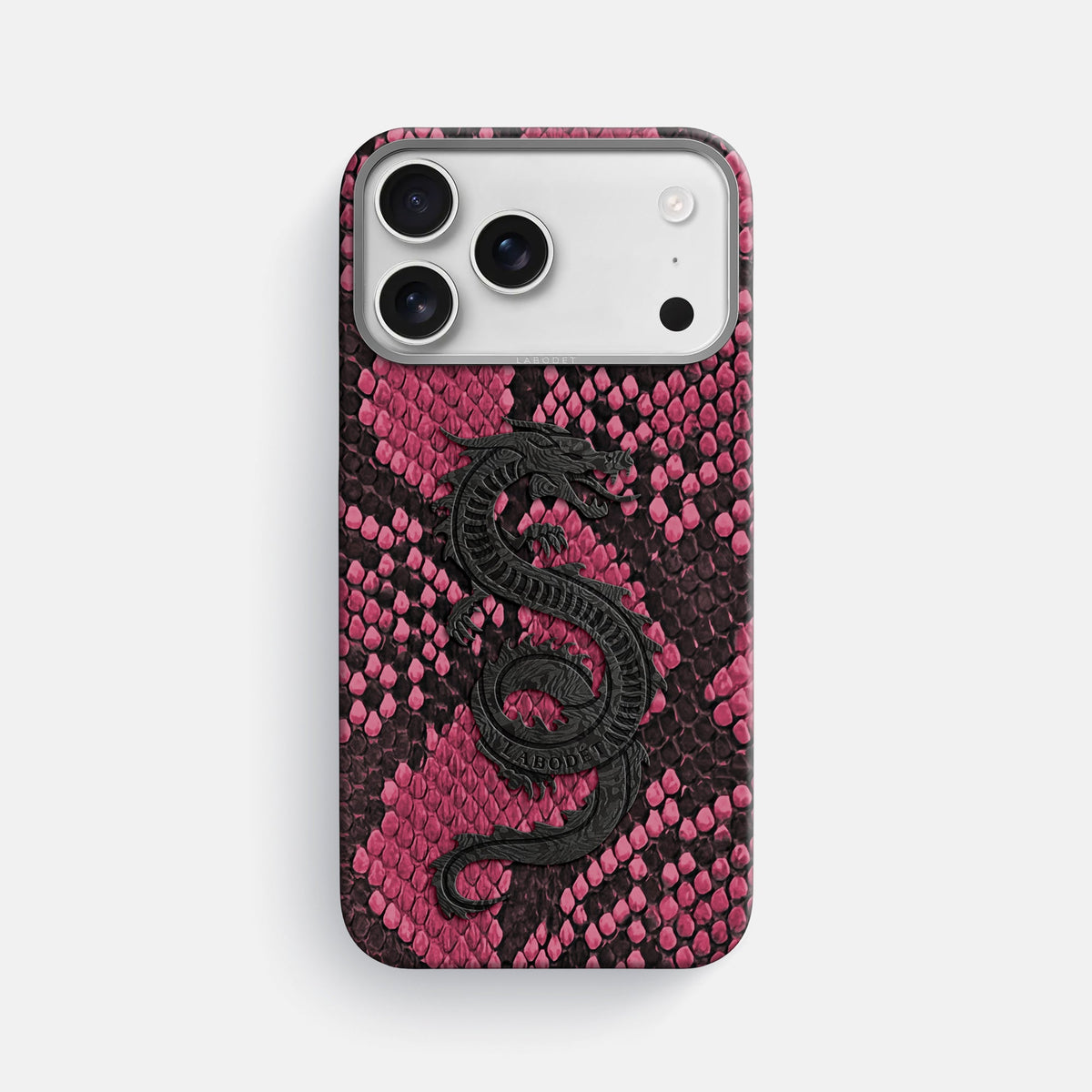Classic Case With Carbon Dragon For iPhone 18 Pro Max In Deluxe Python -1 | Burgundy-Steel