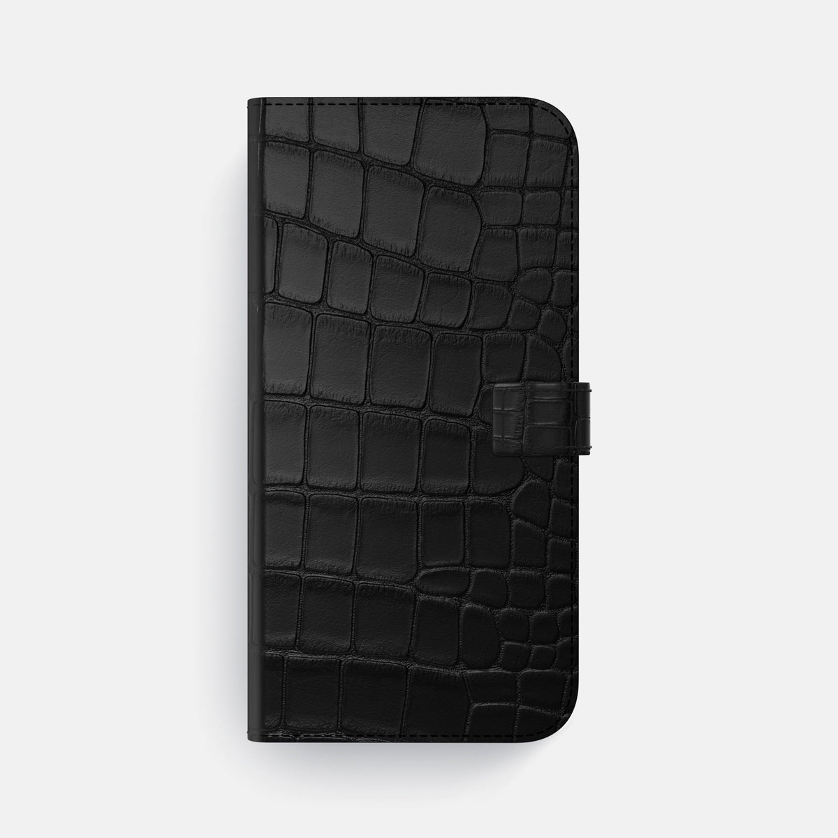 Folio Case with Clasp For iPhone 18 Pro Max In Alligator -4 | Black-Steel