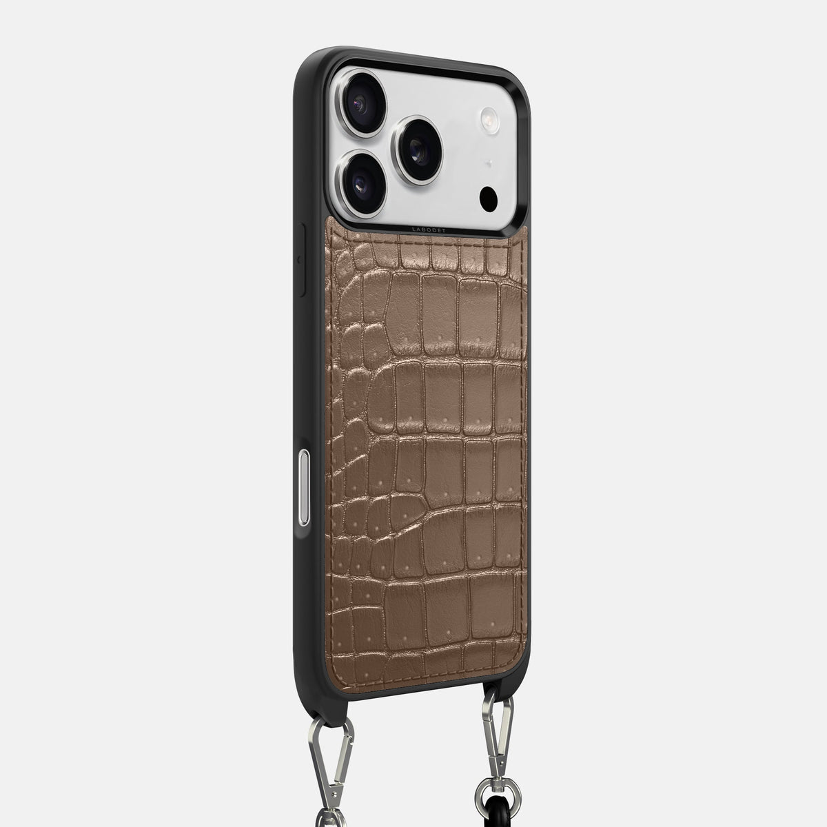 Crossbody Sport Case For iPhone 18 Pro Max In Porosus Crocodile -2 | Fur-Brown