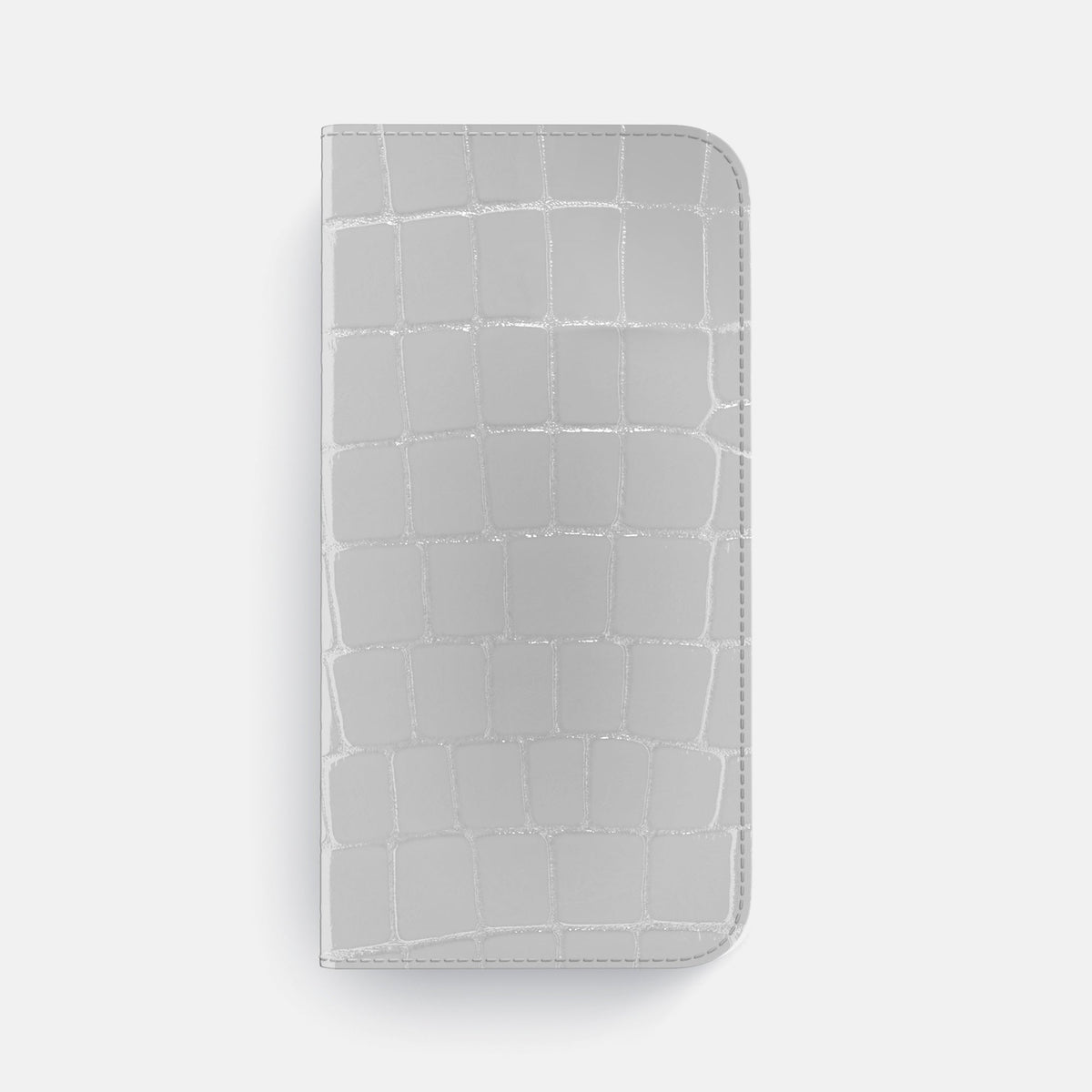 Folio Case For iPhone 18 Pro Max In Shiny Alligator -4 | White-Steel