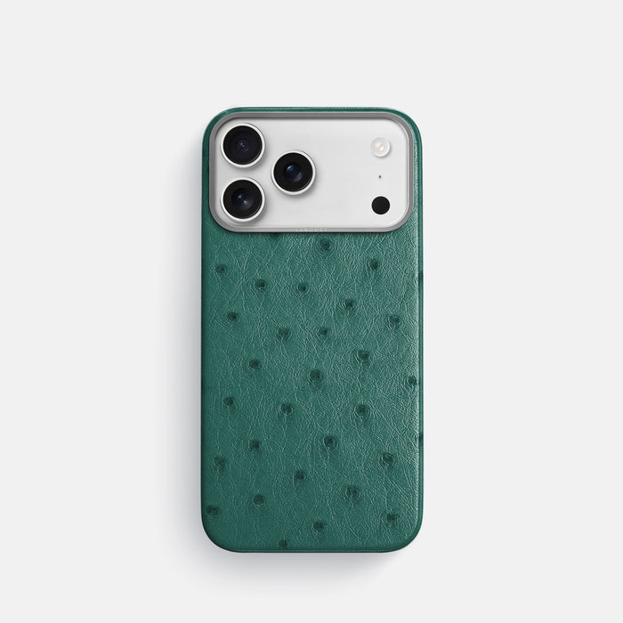 Classic Case For iPhone 17 Pro In Ostrich -1 | Forest-Green-Steel