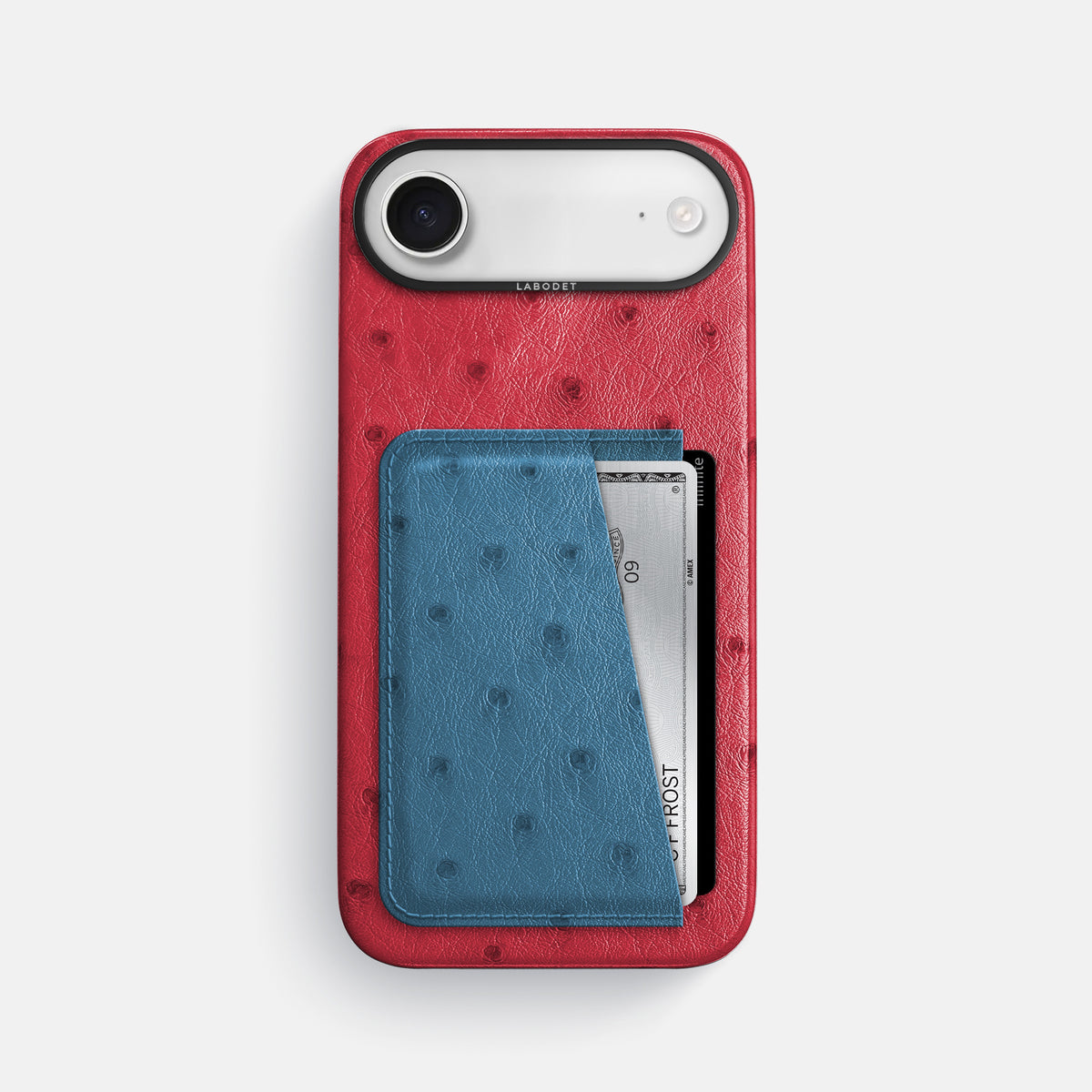 Double Card Case Coloré For iPhone 17 Air In Ostrich -1 | Red-Black