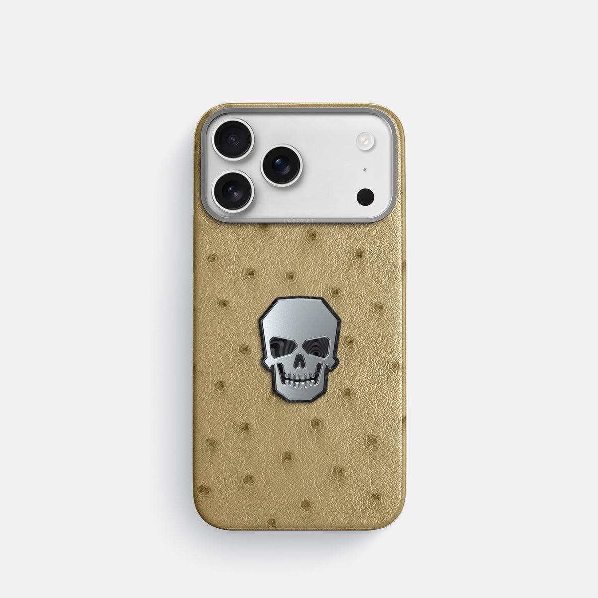 Classic Case With Titanium Skull For iPhone 18 Pro In Ostrich -1 | Desert-Sand-Steel