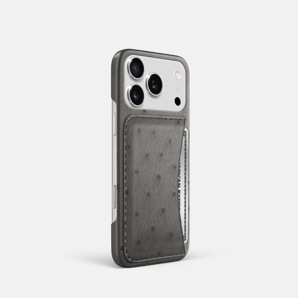 Slim Card Case For iPhone 18 Pro In Ostrich -2 | Grey