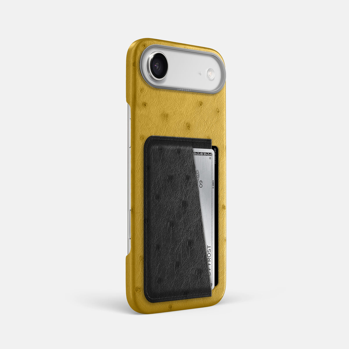 Double Card Case Coloré For iPhone 17 Air In Ostrich -2 | Gold-Steel