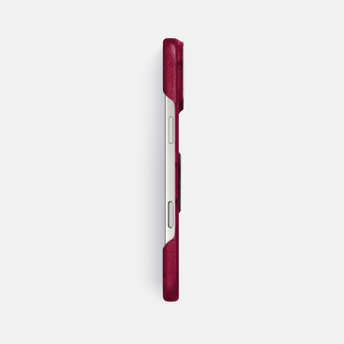 Classic Case With Titanium Skull For iPhone 18 Pro Max In Ostrich -3 | Bordeaux-Steel
