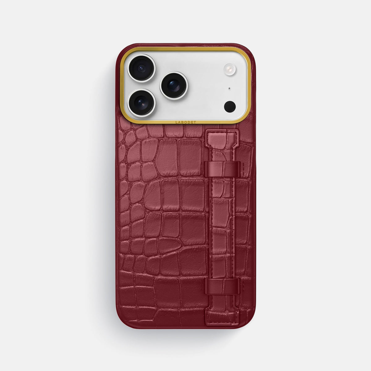 Handle Case For iPhone 18 Pro Max In Alligator -1 | Burgundy-Gold