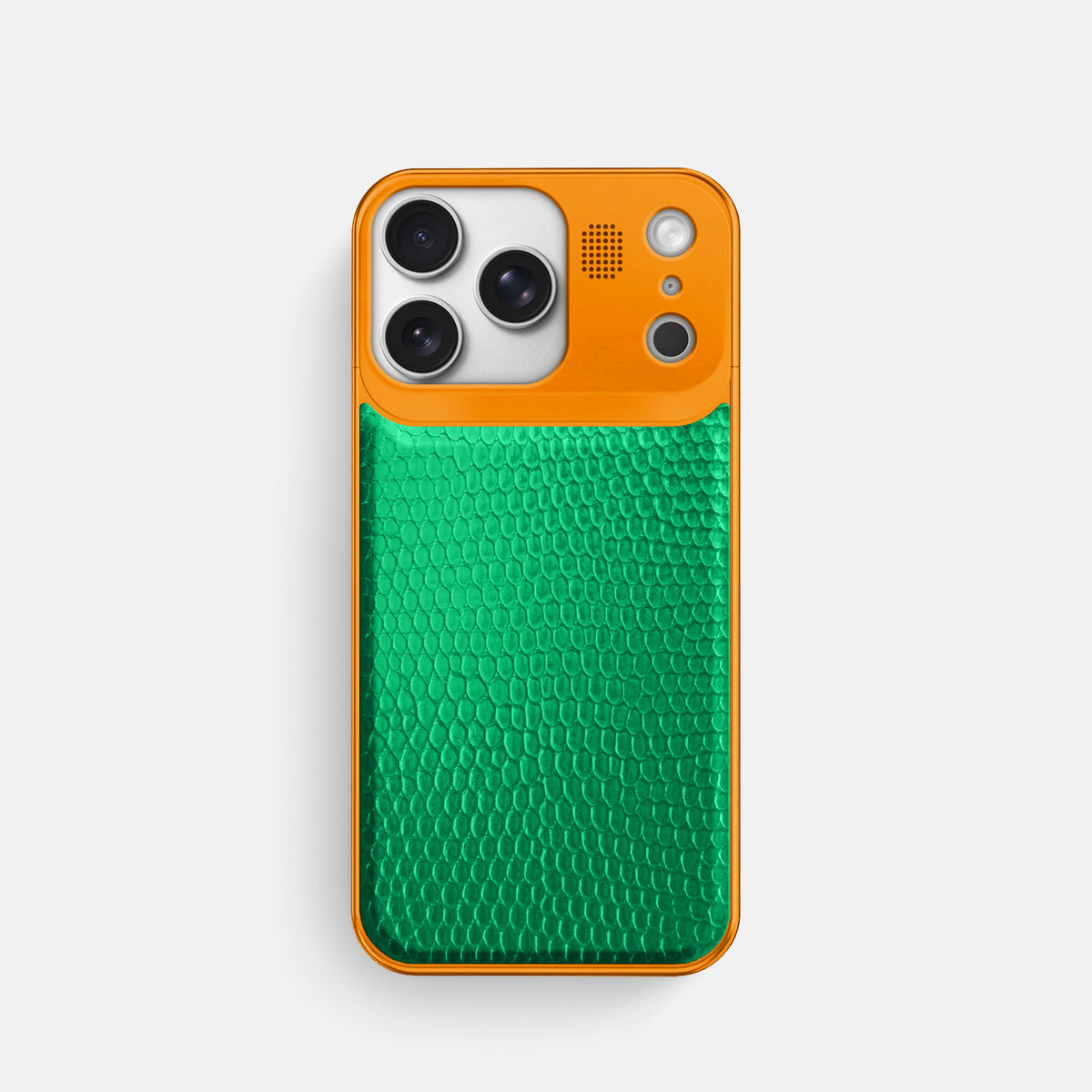 Metal Case For iPhone 17 Pro In Lizard -1 | Apple-Green-Orange