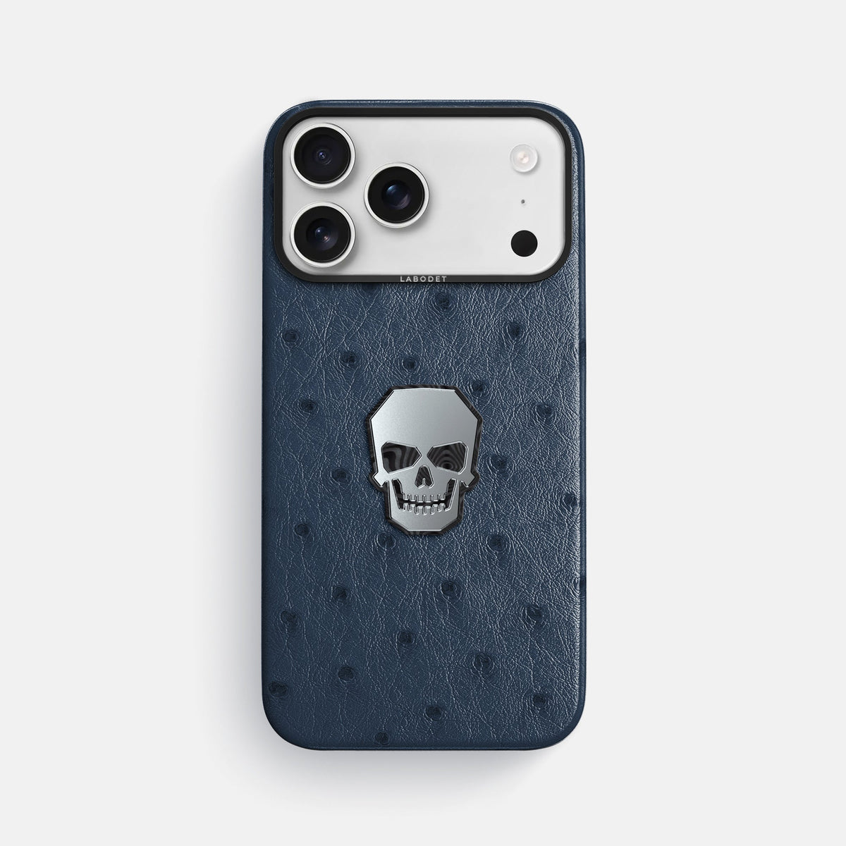 Classic Case With Titanium Skull For iPhone 18 Pro Max In Ostrich -1 | Navy-Blue-Black