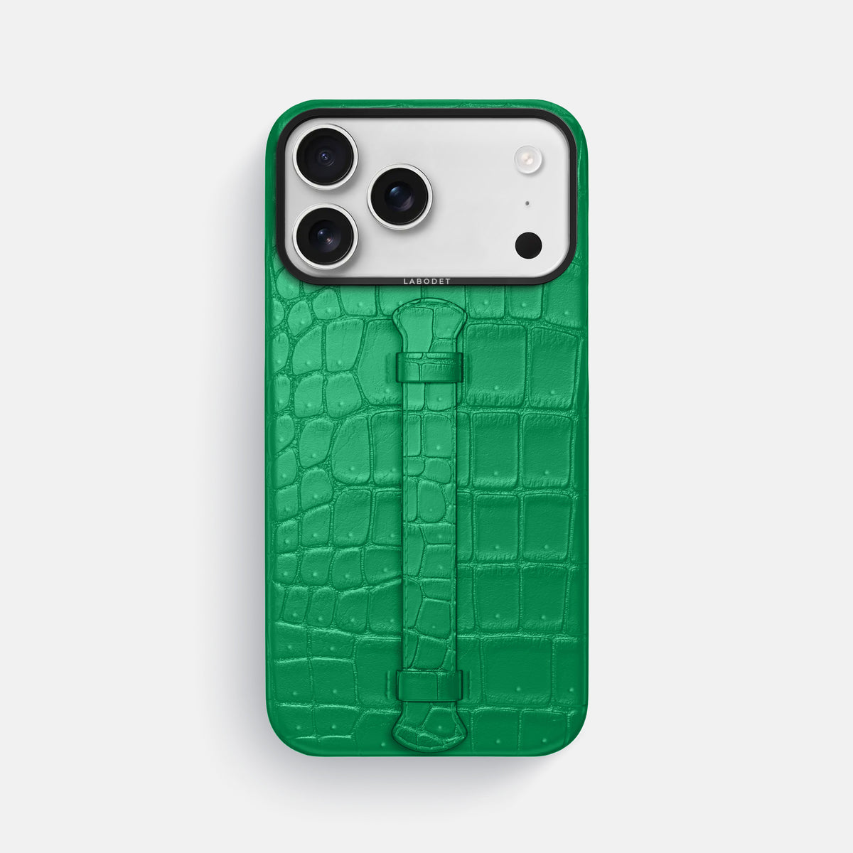 Center Handle For iPhone 17 Pro Max In Porosus Crocodile -1 | Cactus-Green-Black