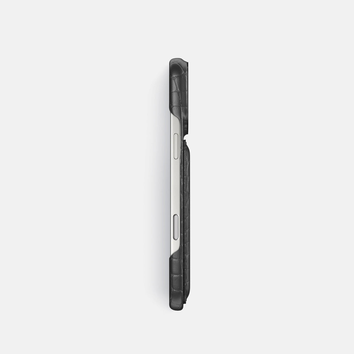 Double Card Case For iPhone 18 Pro In Alligator -3 | Grey-Black