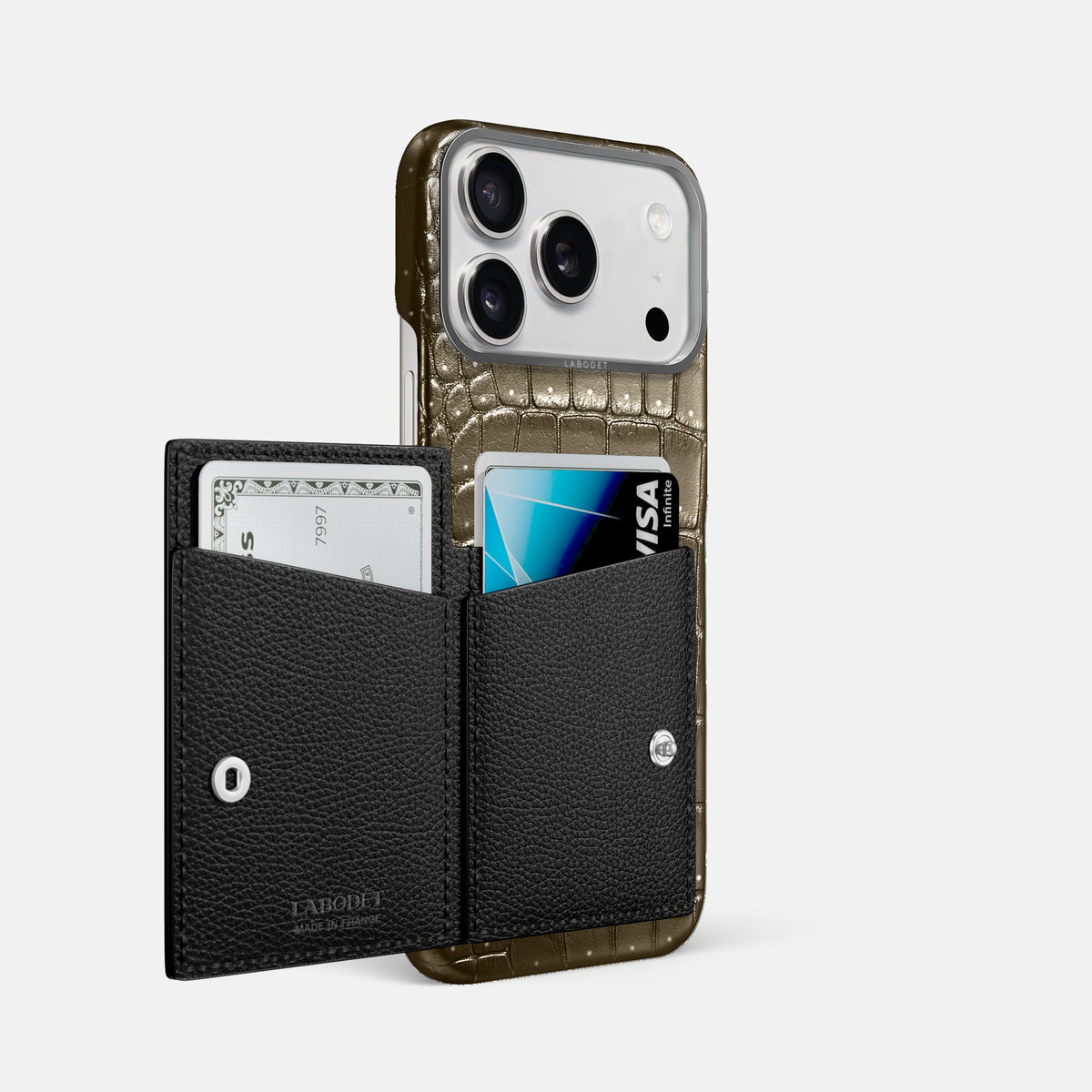 Bi-Fold Case For iPhone 18 Pro Max In Porosus Crocodile -2 | Bronze-Steel