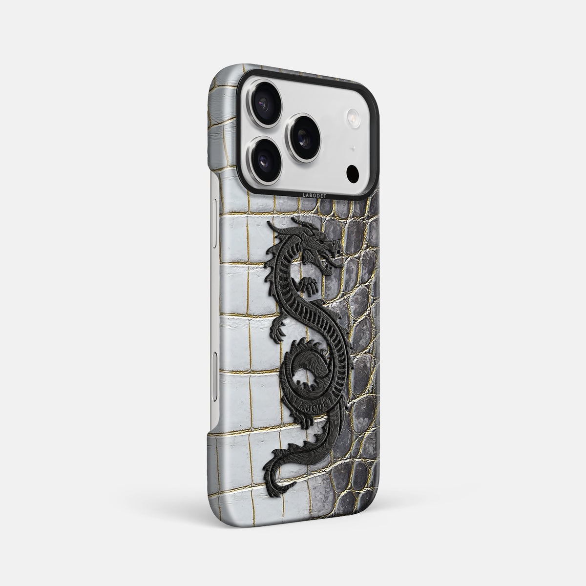 Classic Case With Carbon Dragon For iPhone 17 Pro Max In Himalayan Crocodile -2 | Gold-Black