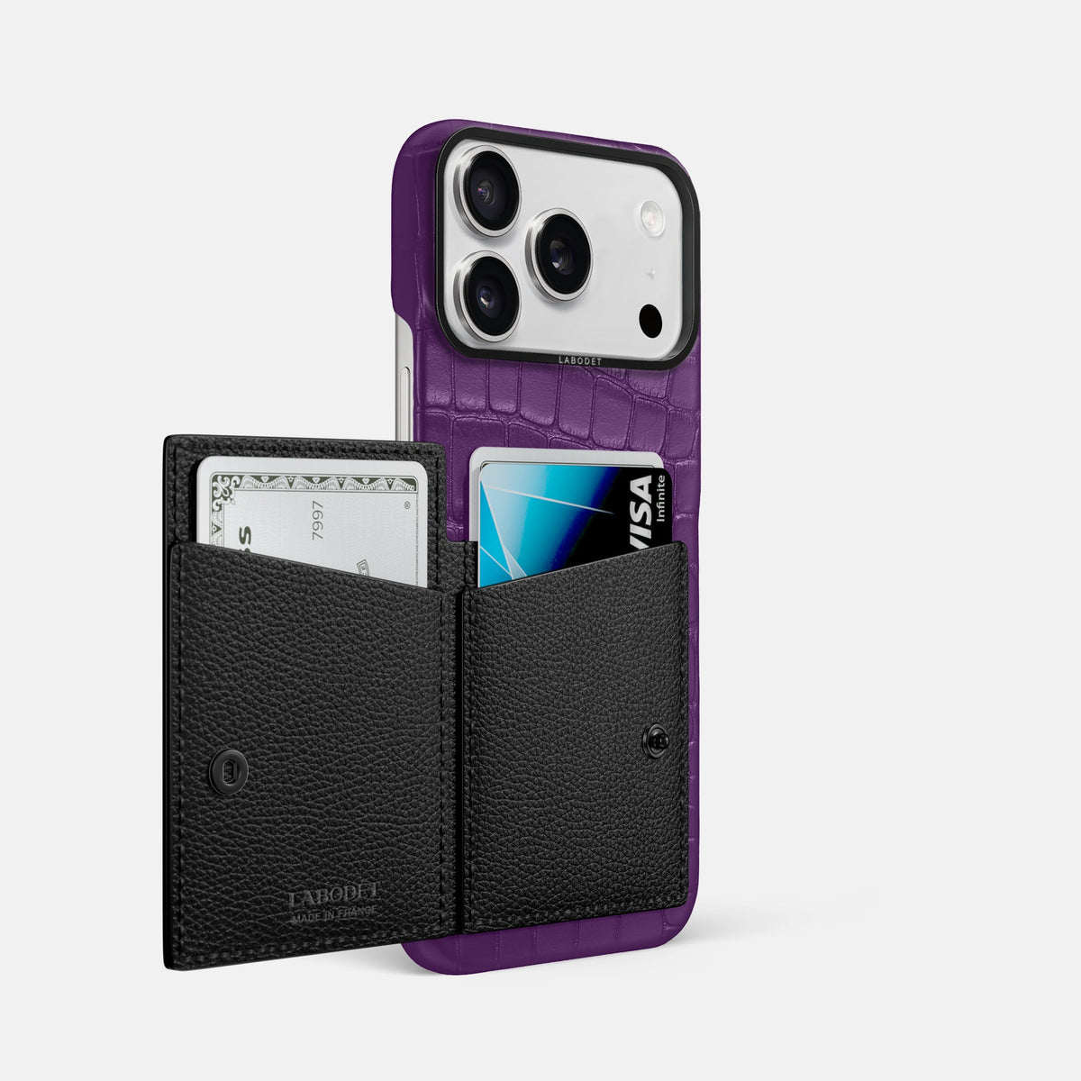 Bi-Fold Case For iPhone 18 Pro Max In Alligator -2 | Purple-Black