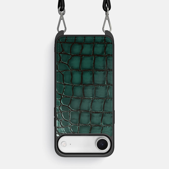 Crossbody Sport Case For iPhone 17 Air In Patina Alligator -1 | Green