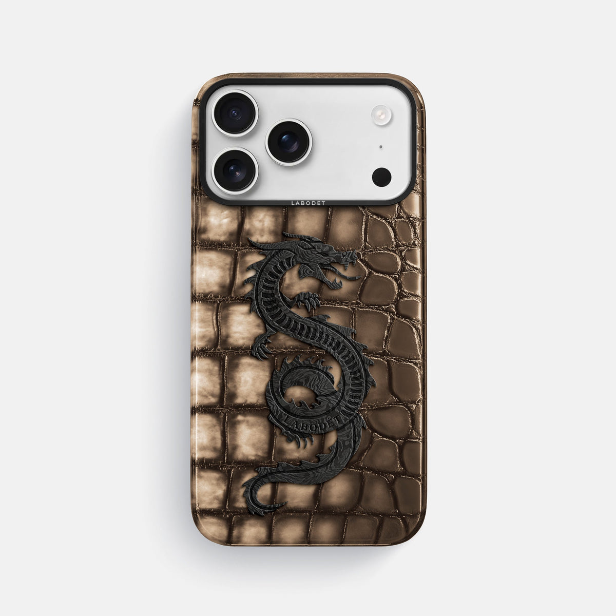 Classic Case With Carbon Dragon For iPhone 18 Pro Max In Patina Alligator -1 | Etoupe-Black