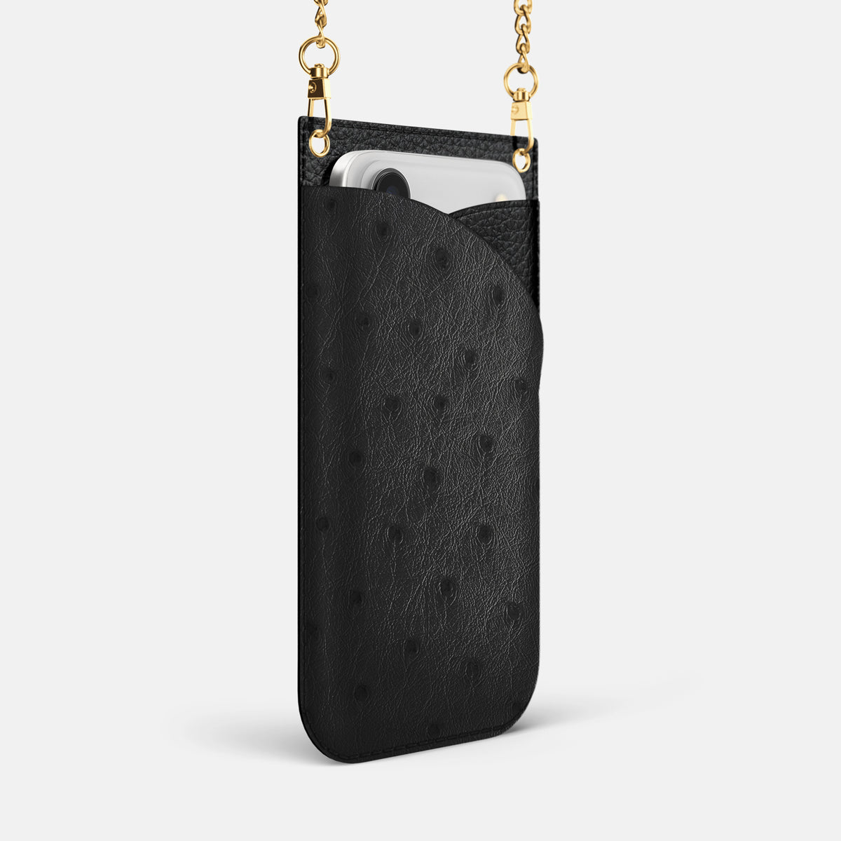 Crossbody Bag For iPhone 17 Air In Ostrich -2 | Black-Gold