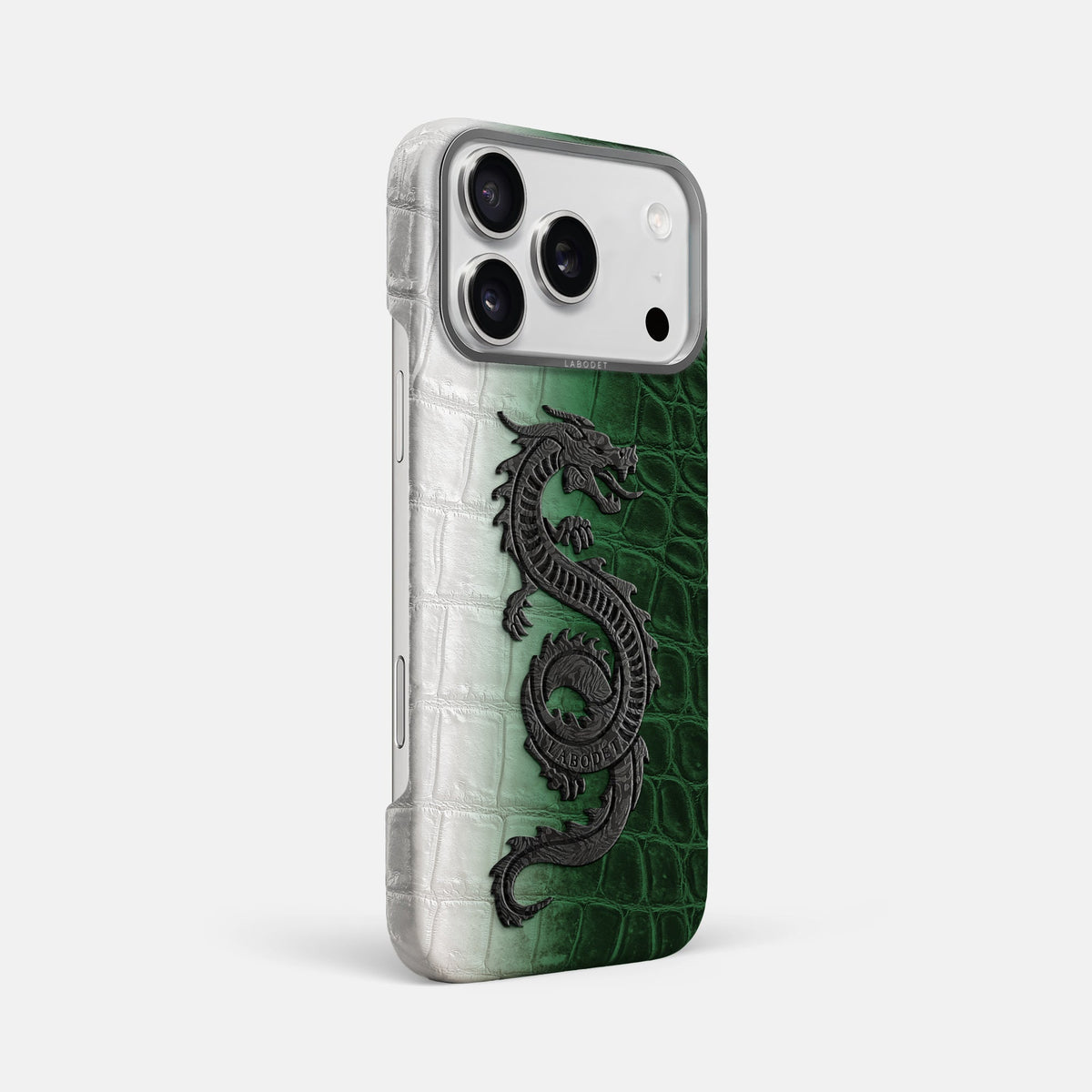 Classic Case With Carbon Dragon For iPhone 18 Pro Max In Himalayan Crocodile -2 | Green-Steel