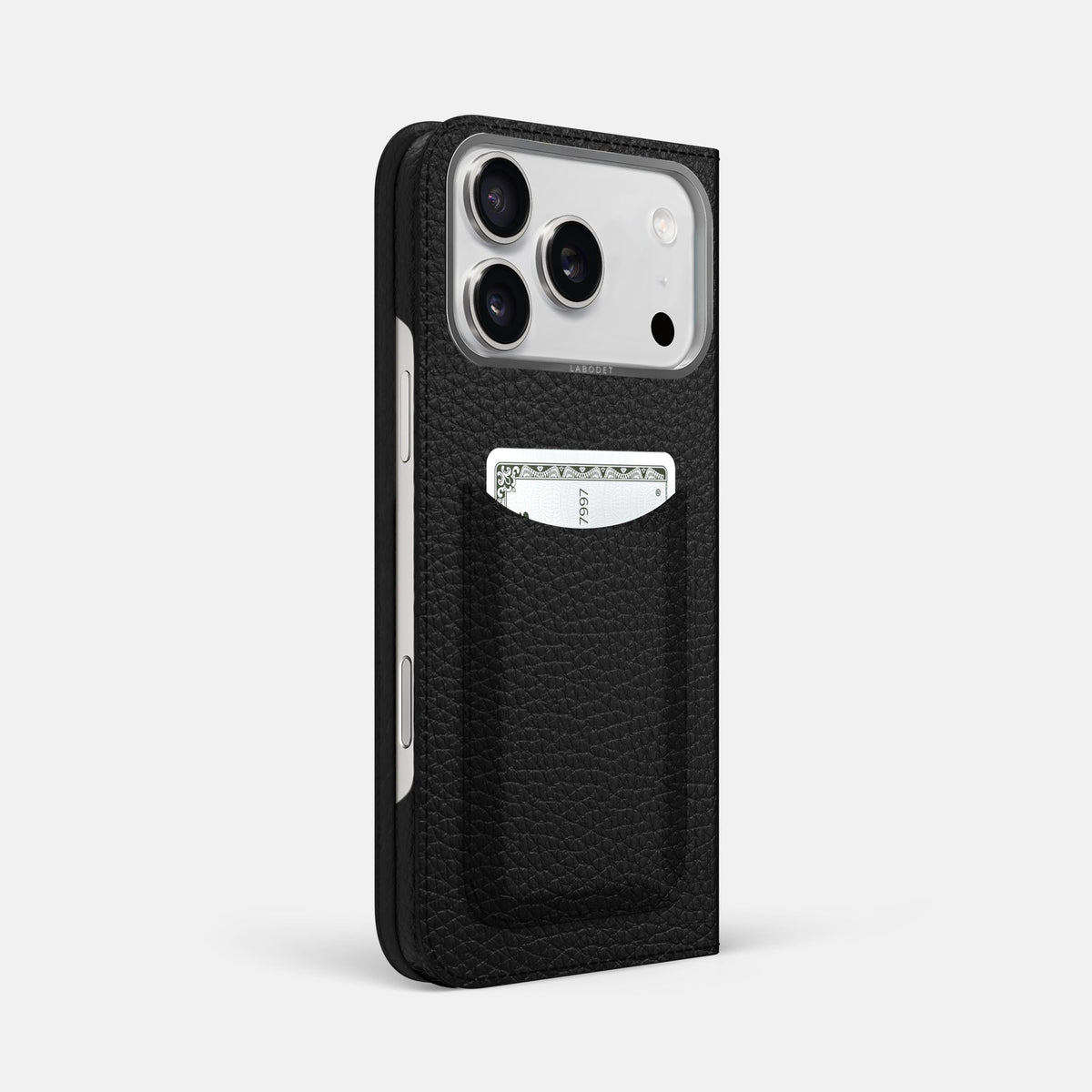 Folio Case with Card For iPhone 18 Pro Max In Calf -1 | Black-Steel