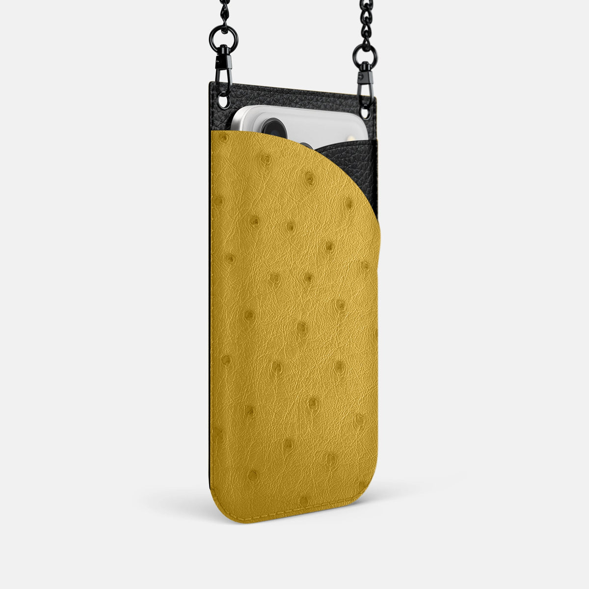 Crossbody Bag For iPhone 18 Pro In Ostrich -2 | Gold-Black