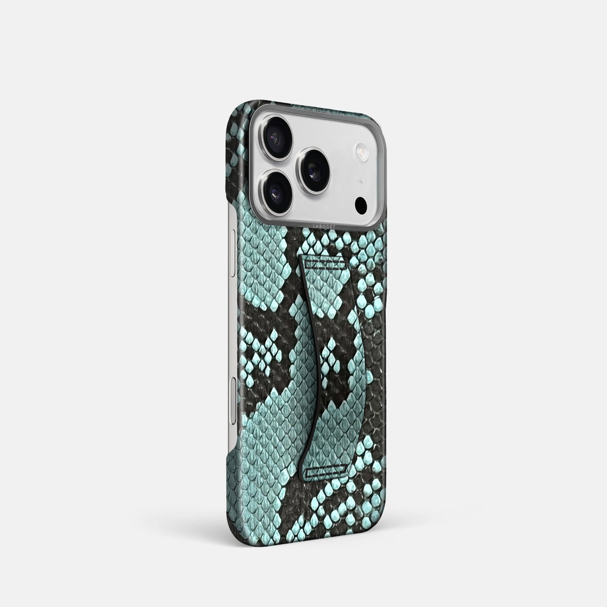 Finger Case For iPhone 18 Pro In Deluxe Python -2 | Blue-Lagoon-Steel