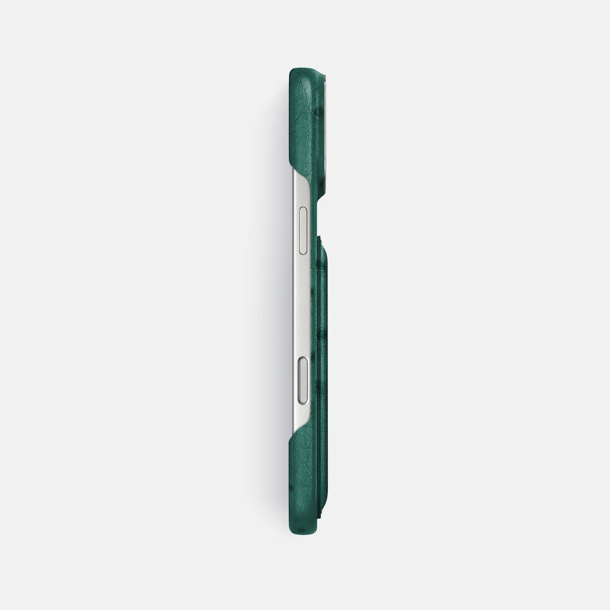 Double Card Case For iPhone 17 Pro Max In Ostrich -3 | Forest-Green-Steel