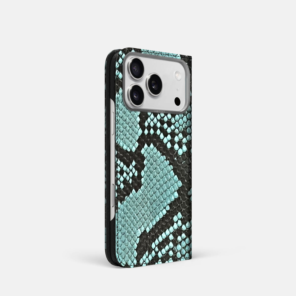 Folio Case For iPhone 18 Pro In Deluxe Python -1 | Blue-Lagoon-Steel