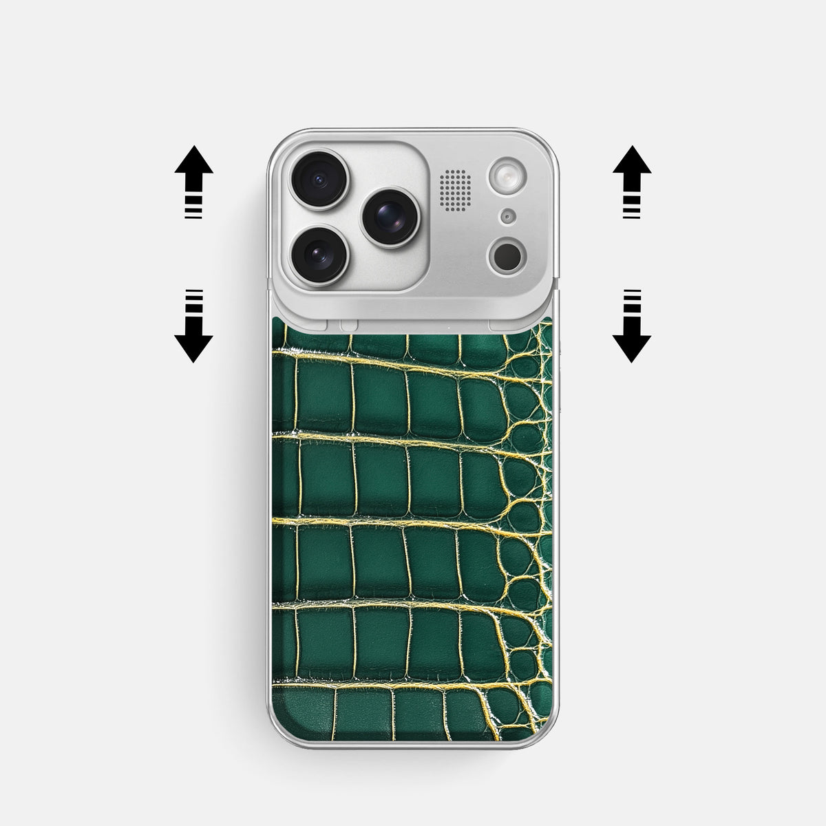 Metal Case For iPhone 17 Pro In Patina Alligator -2 | Cambridge-Steel