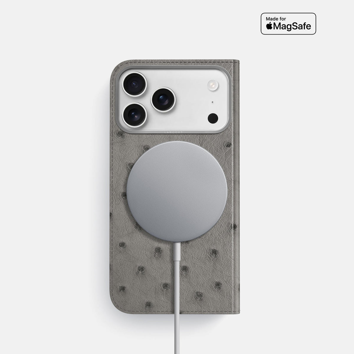 Folio Case For iPhone 18 Pro In Ostrich -3 | Grey-Steel