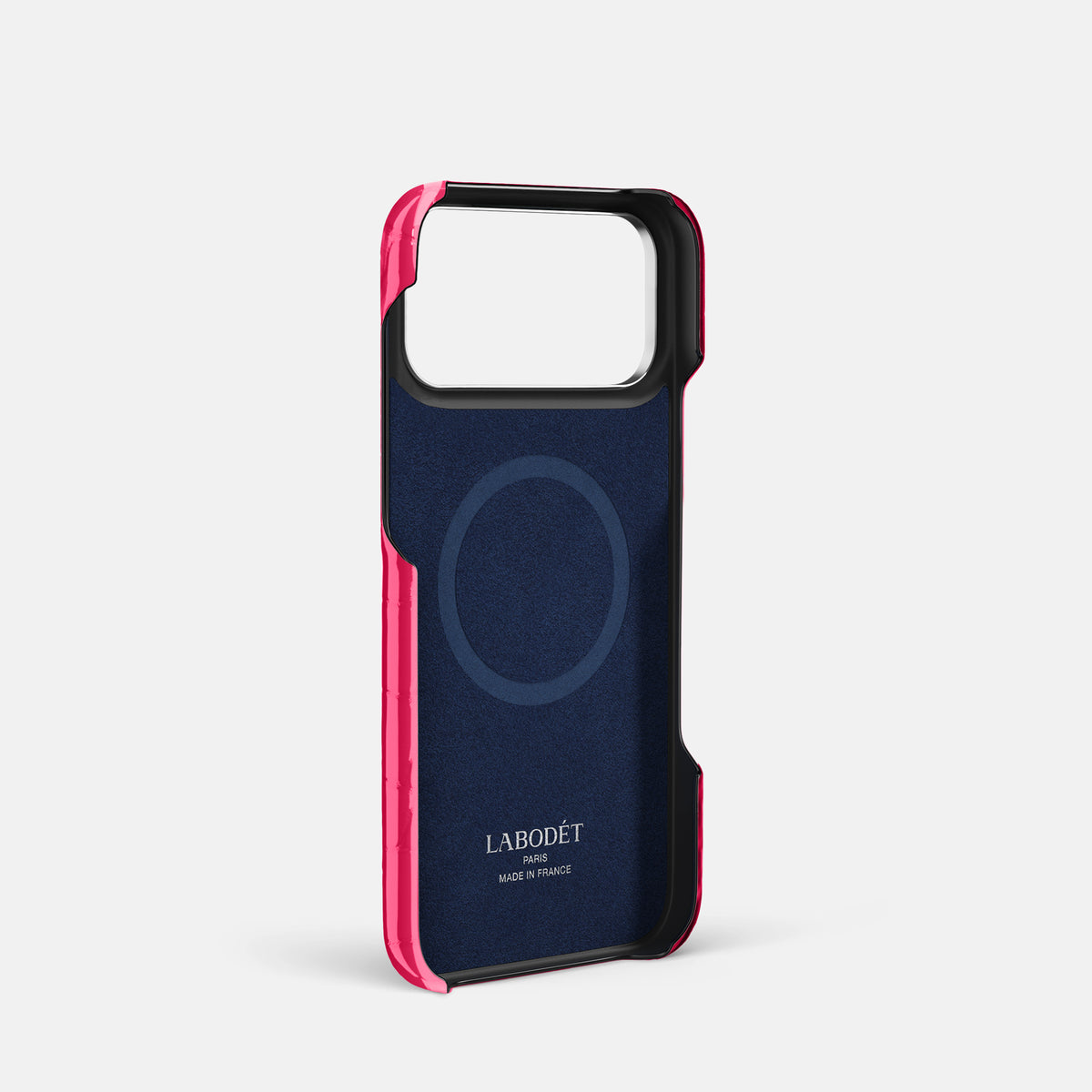 Center Handle For iPhone 17 Pro In Shiny Alligator -3 | Pink-Panther-Steel
