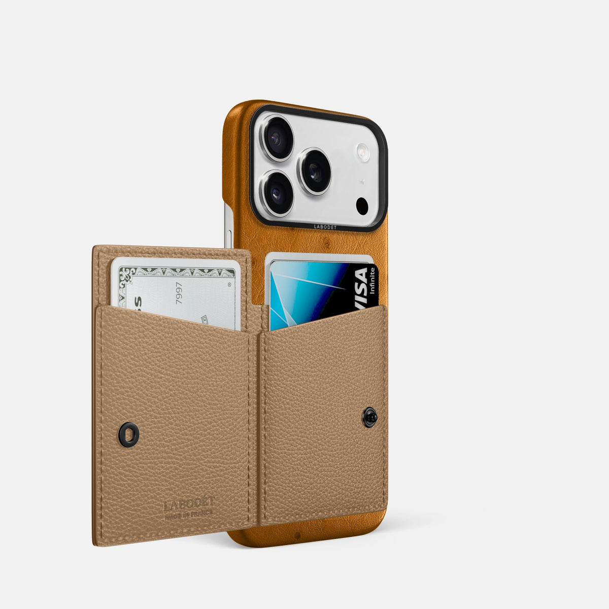 Bi-Fold Case For iPhone 18 Pro In Ostrich -2 | Chestnut-Black