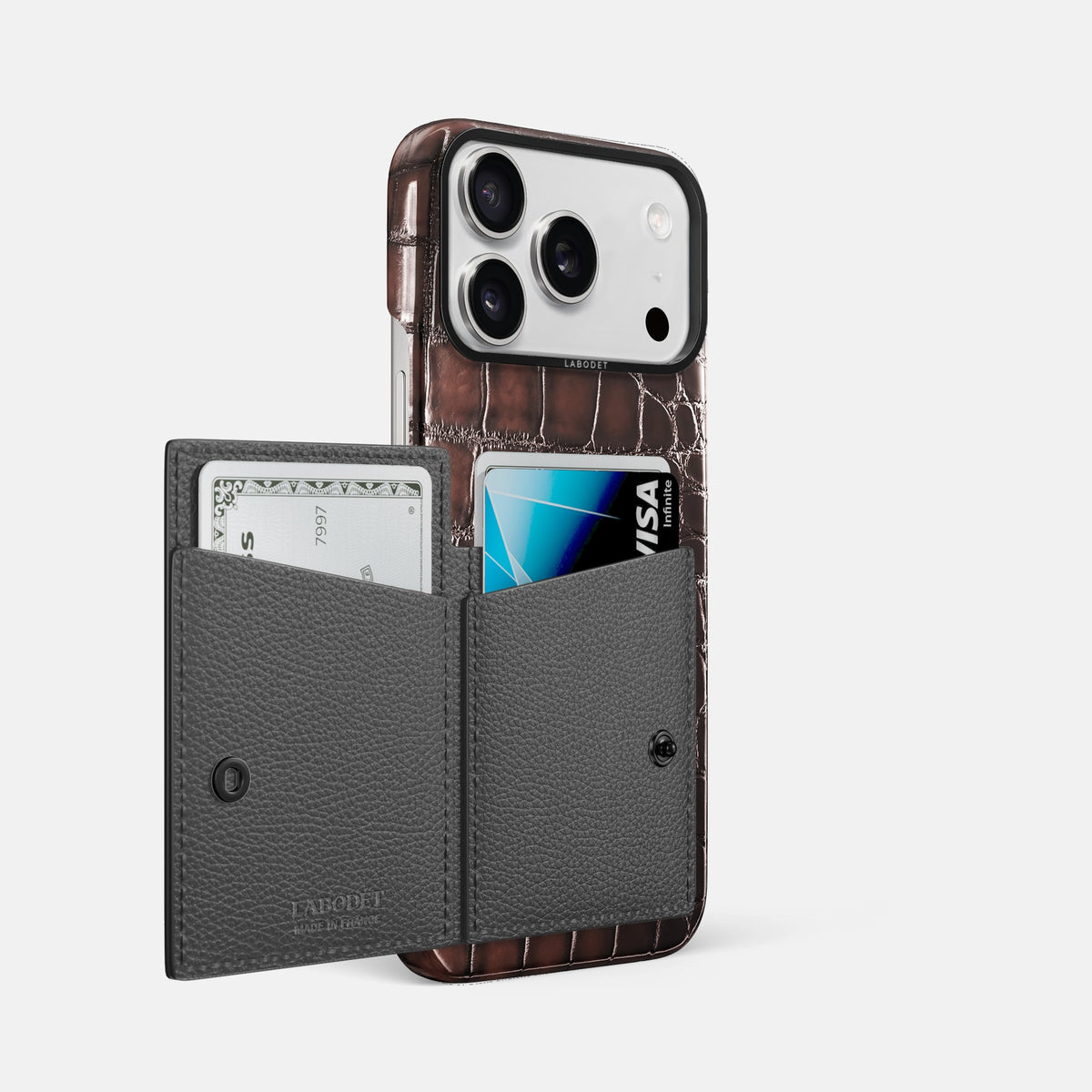 Bi-Fold Case For iPhone 18 Pro Max In Patina Alligator -2 | Havana-Brown-Black