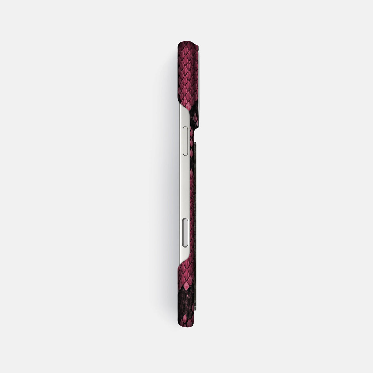 Classic Case With Carbon Dragon For iPhone 18 Pro Max In Deluxe Python -3 | Burgundy-Steel