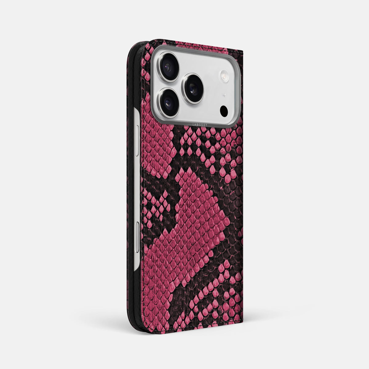 Folio Case For iPhone 18 Pro Max In Deluxe Python -1 | Burgundy-Steel