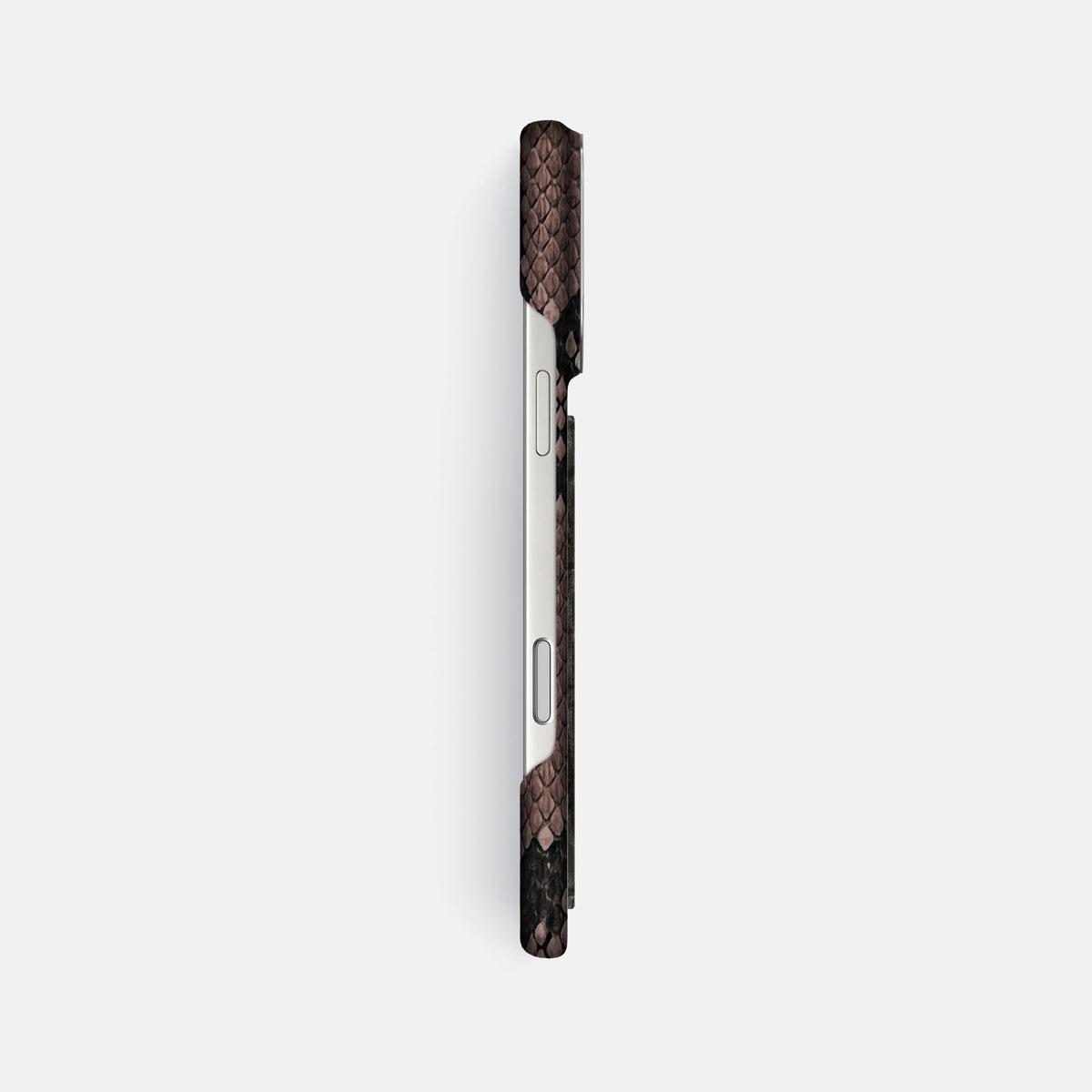 Classic Case With Carbon Dragon For iPhone 18 Pro Max In Deluxe Python -3 | Mahogany-Brown-Steel