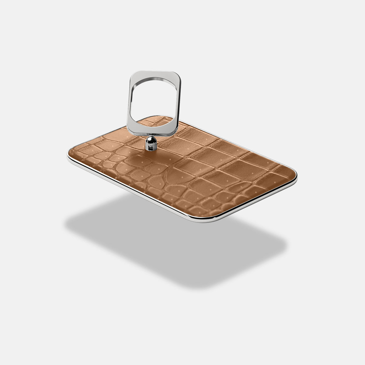 MagSafe Ring For iPhone 17 Pro Max In Porosus Crocodile -4 | Milk-Chocolate-Steel