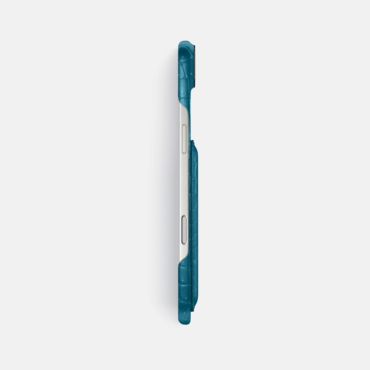Double Card Case For iPhone 17 Air In Porosus Crocodile -3 | Turquoise-Black