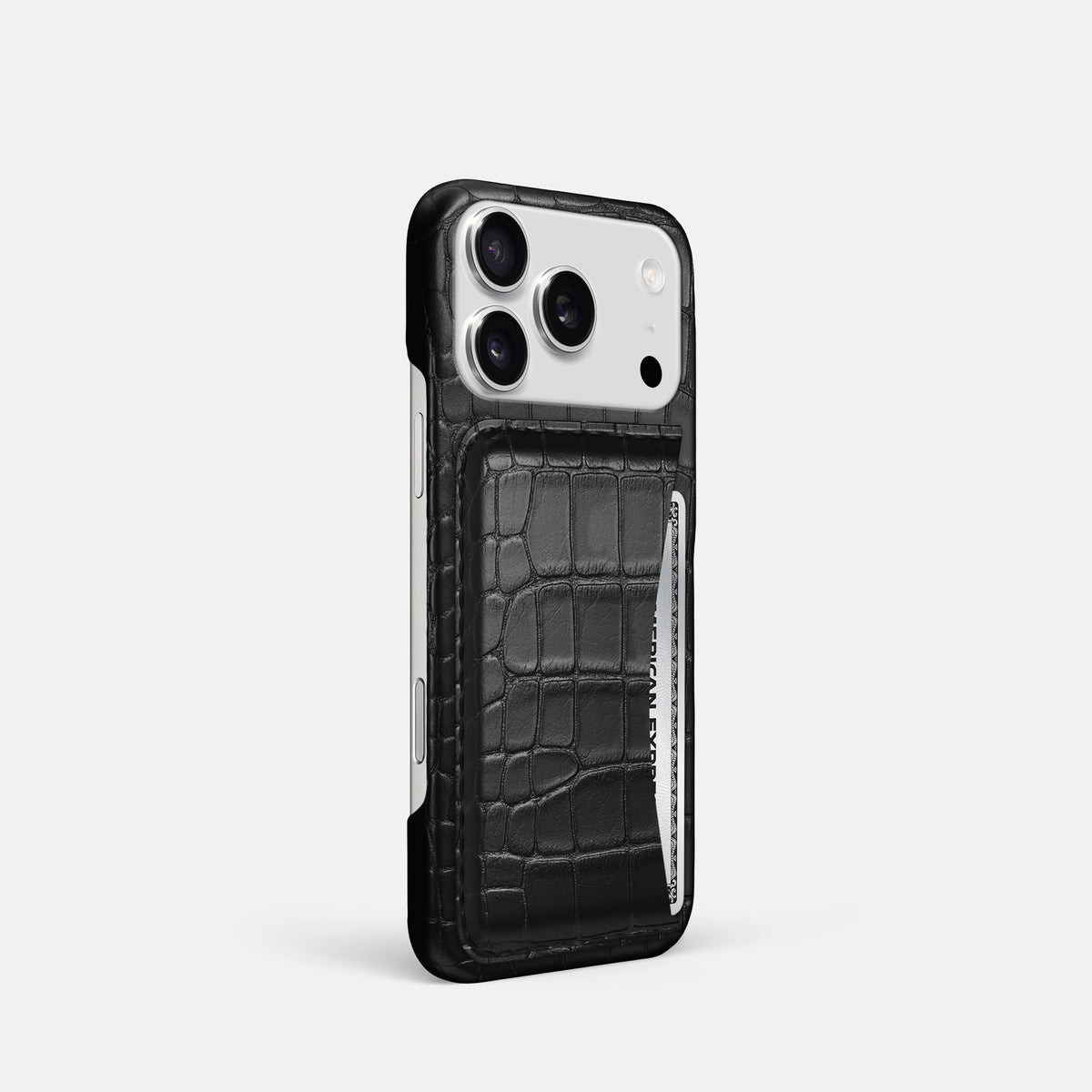 Slim Card Case For iPhone 17 Pro In Alligator -2 | Black