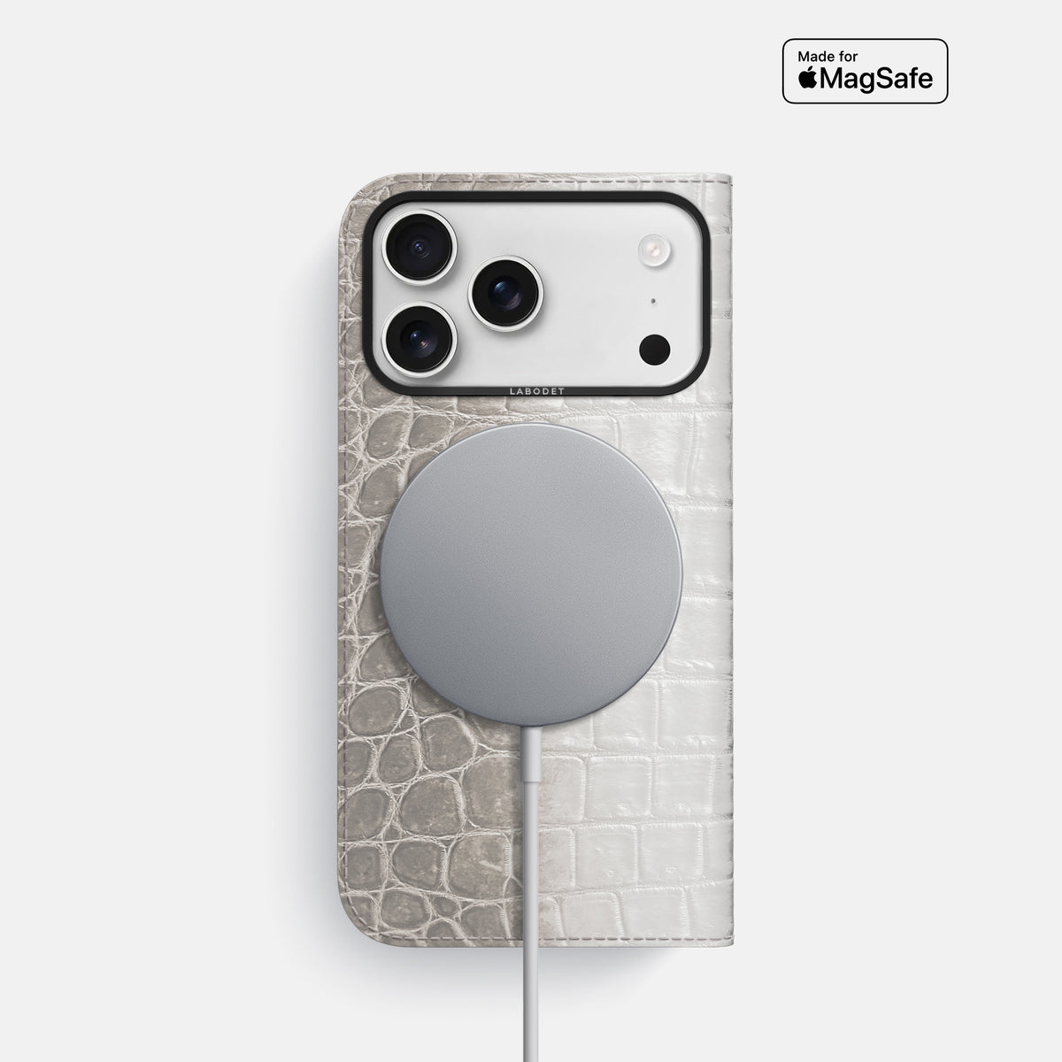 Folio Case For iPhone 17 Pro In Himalayan Crocodile -3 | Grey-Black