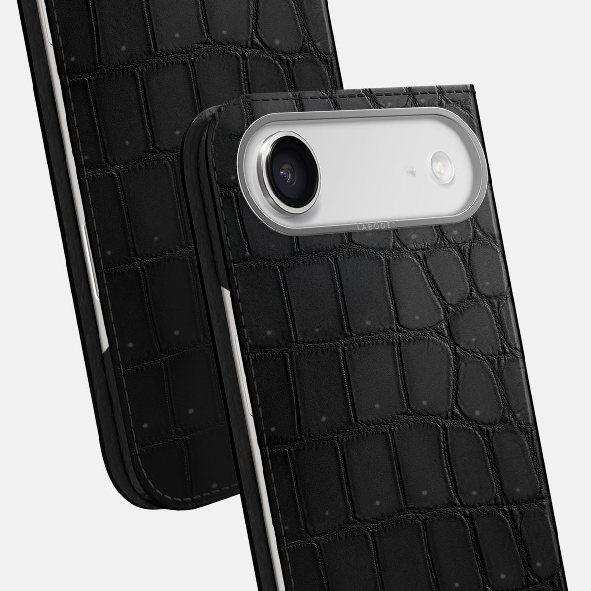 Folio Case For iPhone 17 Air In Porosus Crocodile -5 | Black-Steel