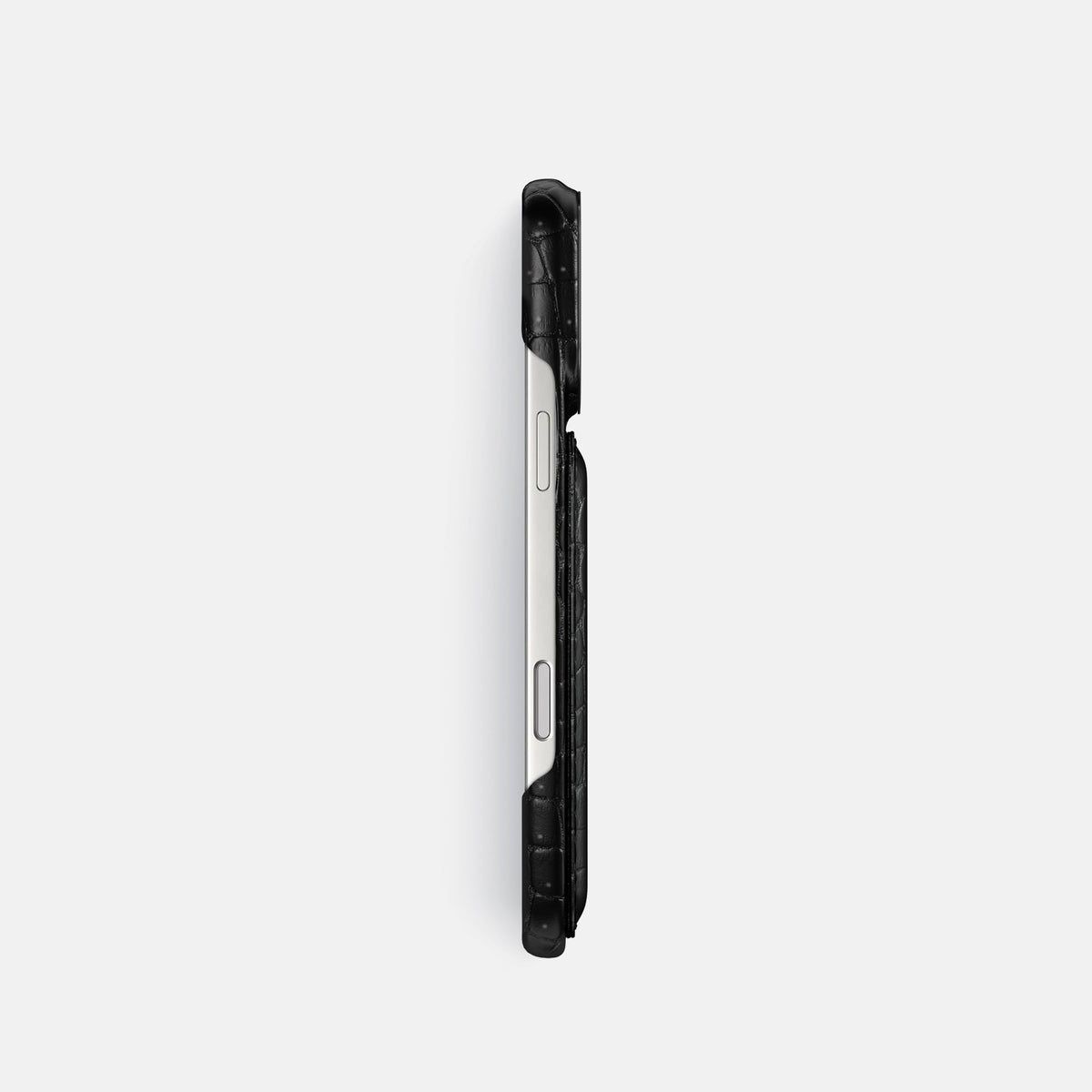 Double Card Case For iPhone 18 Pro In Porosus Crocodile -3 | Black-Black